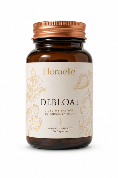 Floraelle Debloat bottle with 60 vegan capsules