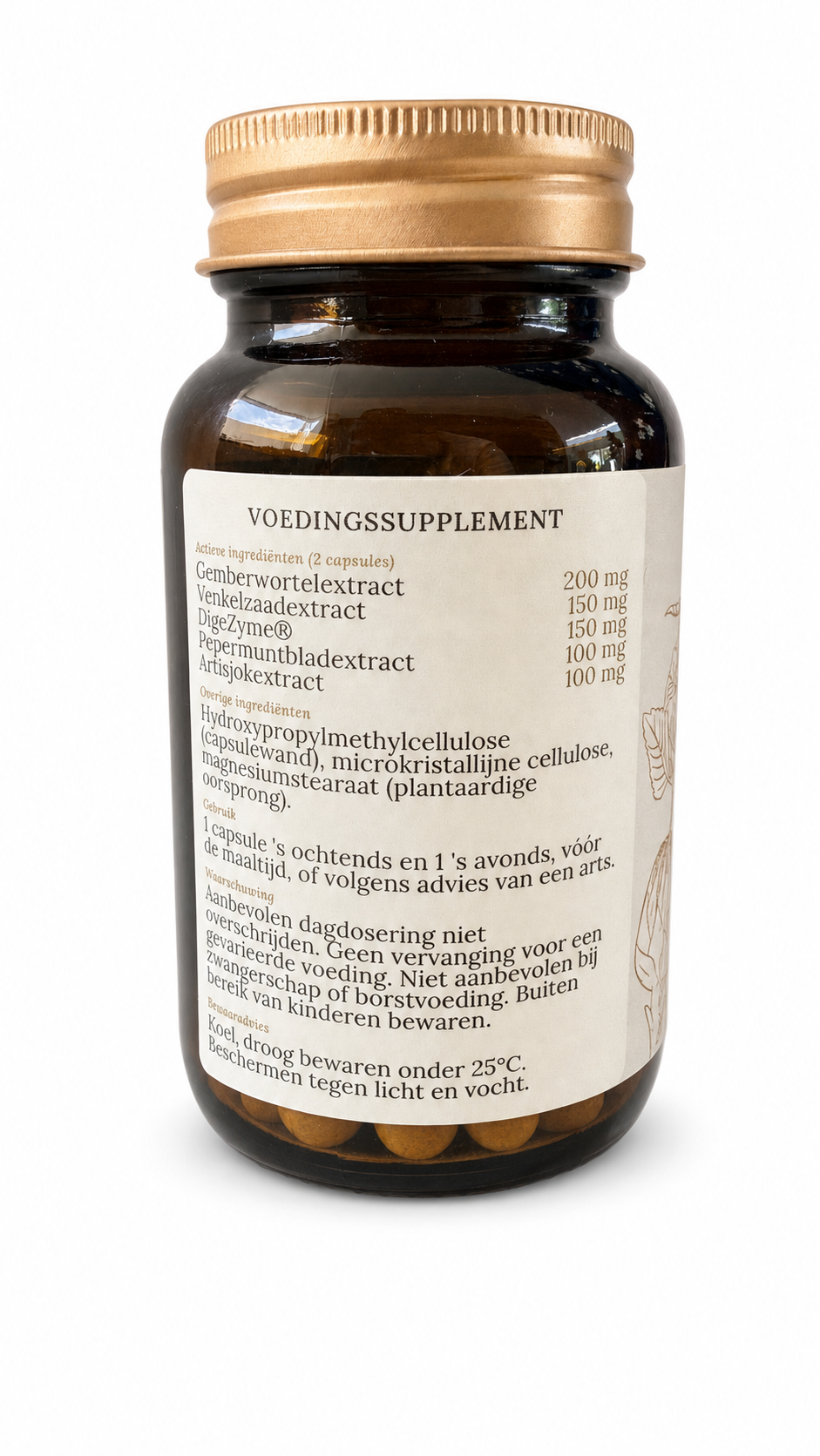 Floraelle Debloat bottle with Dutch ingredient list